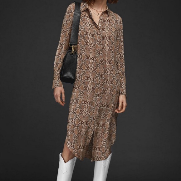 Anine Bing Chelsea Button Down Shirt Dress in Python - Picture 1 of 4